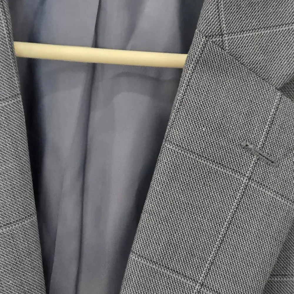 Men's Two Button Windowpane Plaid Suit Coat, Laruen,  Ralph Lauren, Size 44R